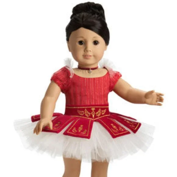 Rare American Girl Doll Nutcracker Ruby Ballet Dress Leotard White Tutu Necklace